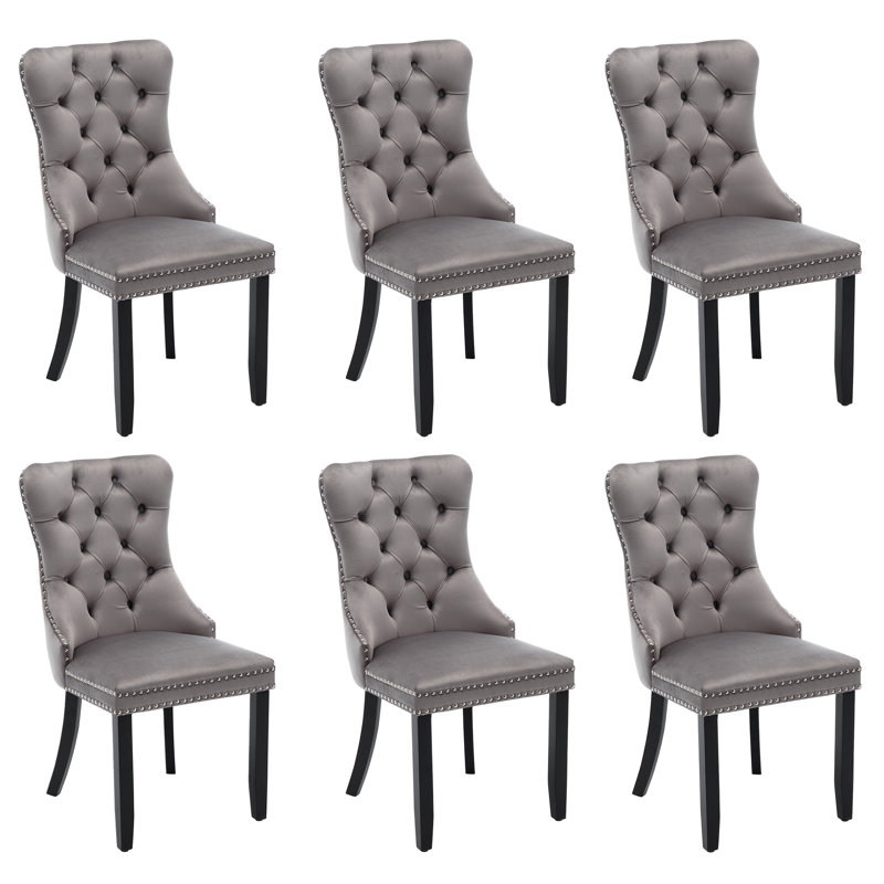 Upholstered Accent Chair, Grey, Black
