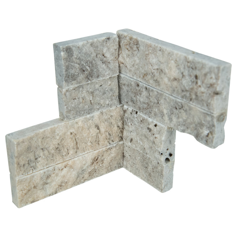 Stonecrest 4.5 in. x 9 in. Split Face Natural Stone Ledger Corner Wall Tile, Argento Way