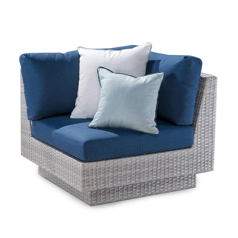 Chaise de terrasse avec coussins Sunbrella Ehrenfried, Gris, Indigo Sunbrella®