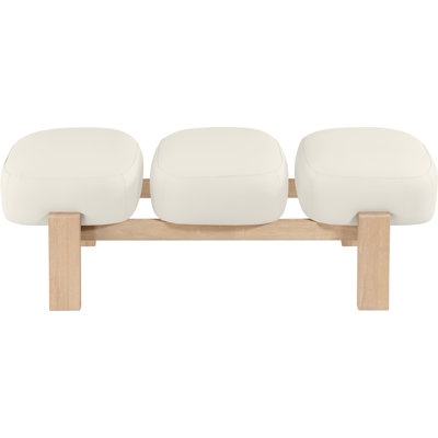 Woodcrest Cream Vegan Leather Upholstered Bench