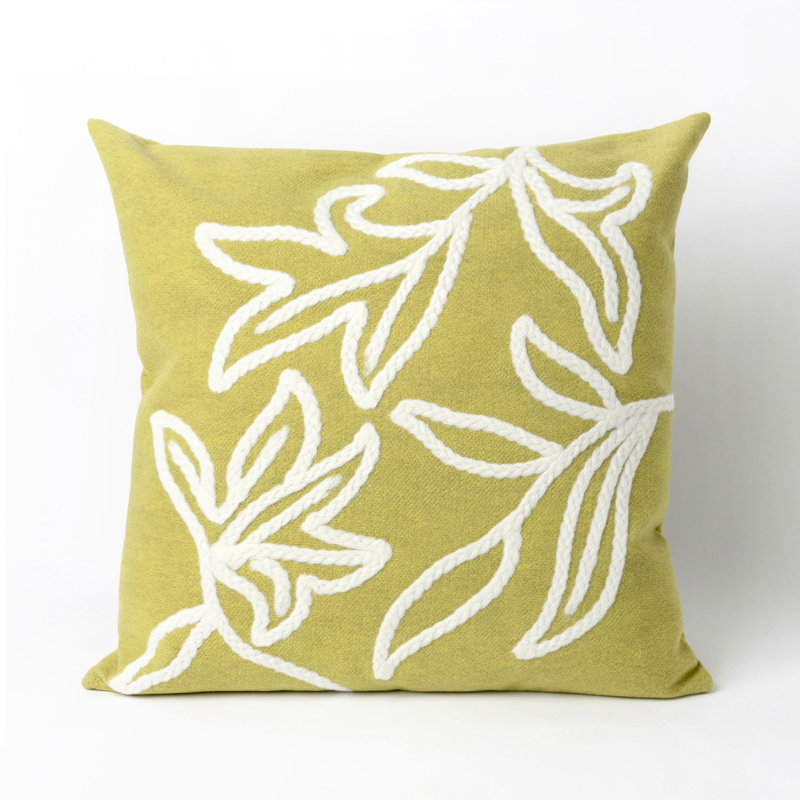Embroidered Outdoor Throw Pillow, 20" x 20", Lime