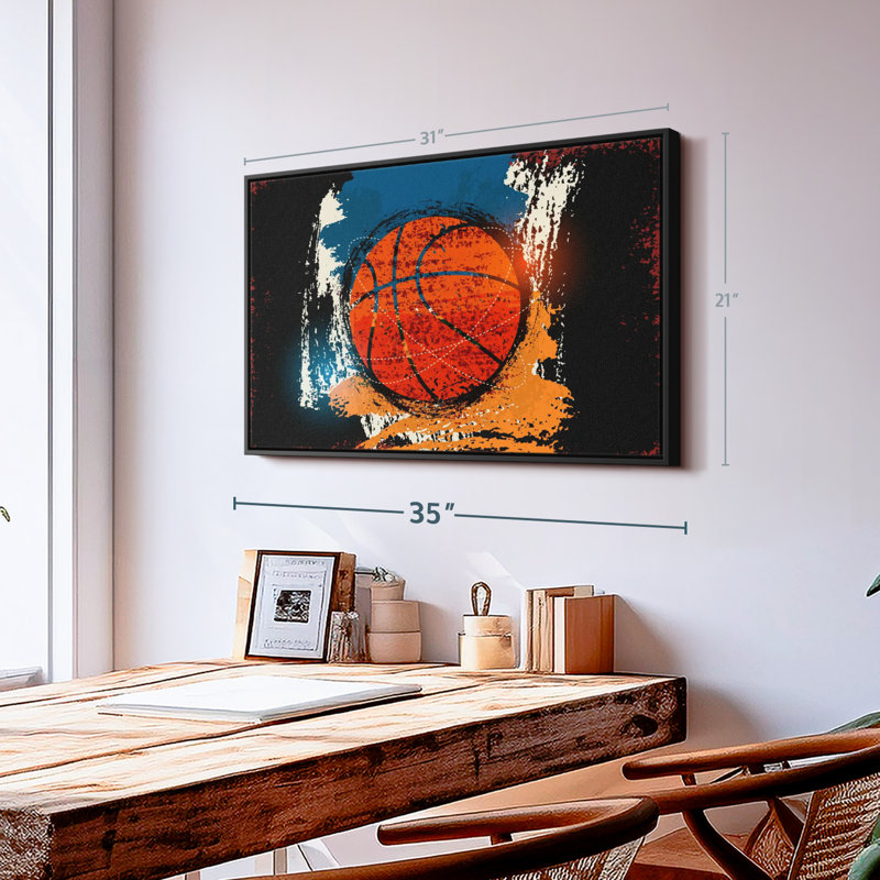 Impression sur toile Basketball Grunge, H 21 po x l 31 po