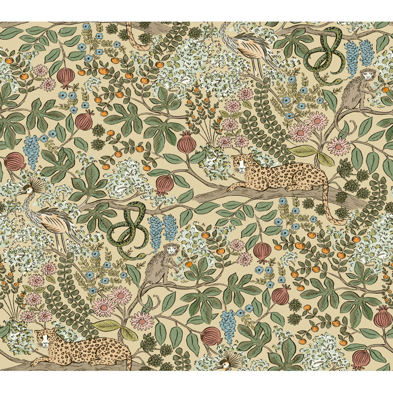Papier peint adhésif Safari Beige Jungle Toile, Beige