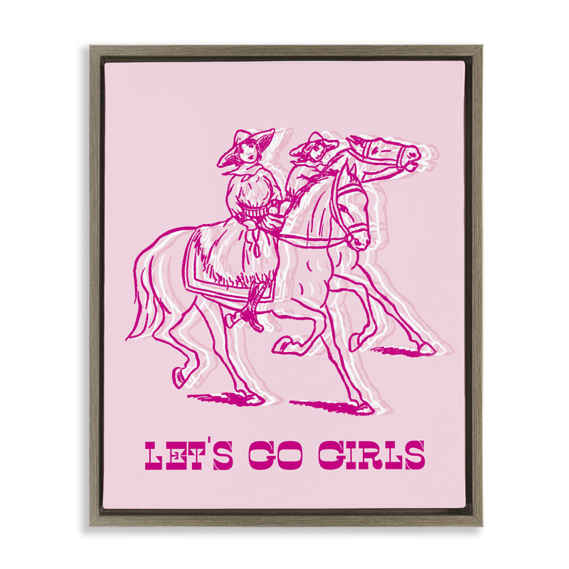 «Let Go Girls Outline», toile encadrée noire encadrée par Daphne Polselli, Cadre flottant orme Montalcino, H 21 po x l 17 po