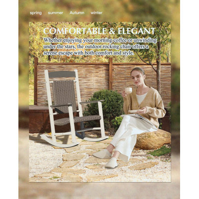 Ensemble de 3 chaises berçantes en PEHD d'extérieur, chaises berçantes surdimensionnées pour le porche et la cour