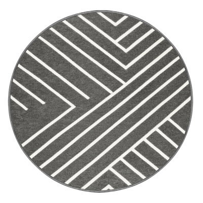  Tapis gris lavable rayé gris
