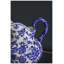 Vase en forme de pot à lait en céramique bleu et blanc avec motif floral et poignée