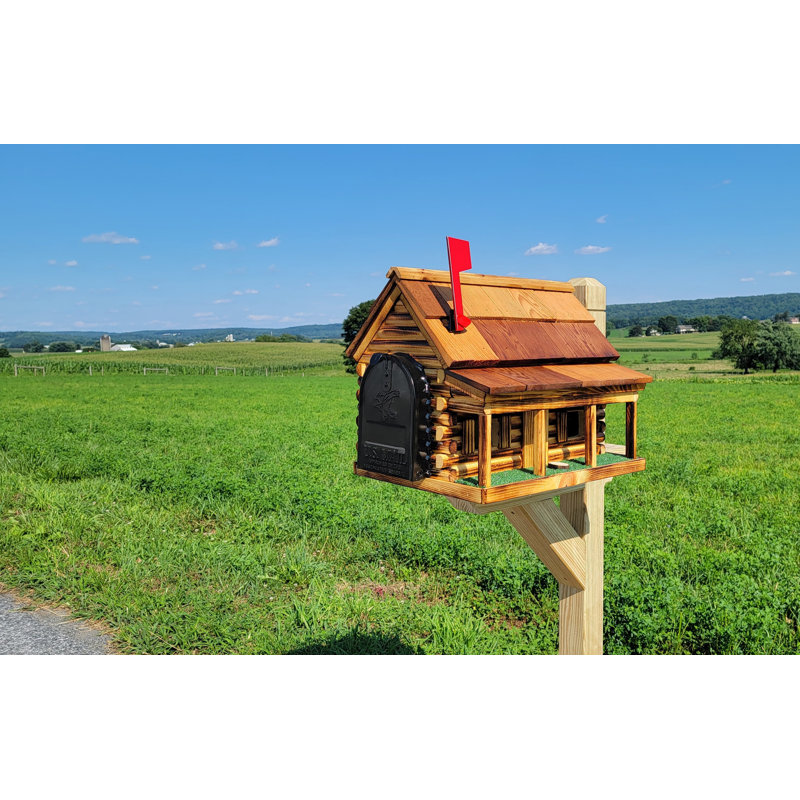 Amish Log Cabin Mailbox, Handmade, Natural