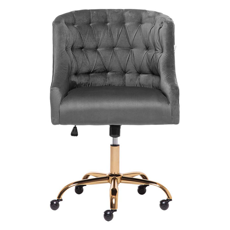Duerr Velvet Office Chair, Grey