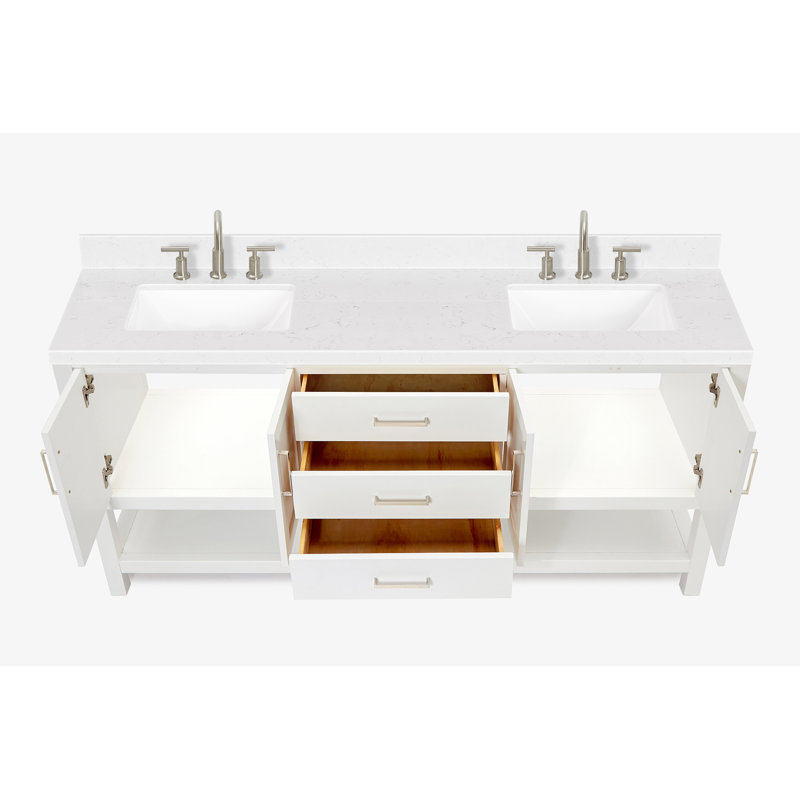 ARIEL Magnolia 72 Double Bathroom Vanity with Top, Rectangular, White