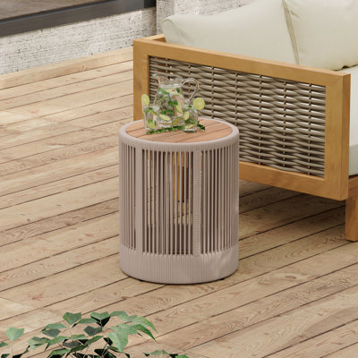 Table d'appoint en bois, corde de rotin d'extérieur et acacia - mobilier de patio