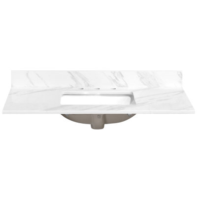 Plateau de meuble-lavabo simple 42 po en marbre de culture avec lavabo - pour remplacement de meuble-lavabo, sans armoire