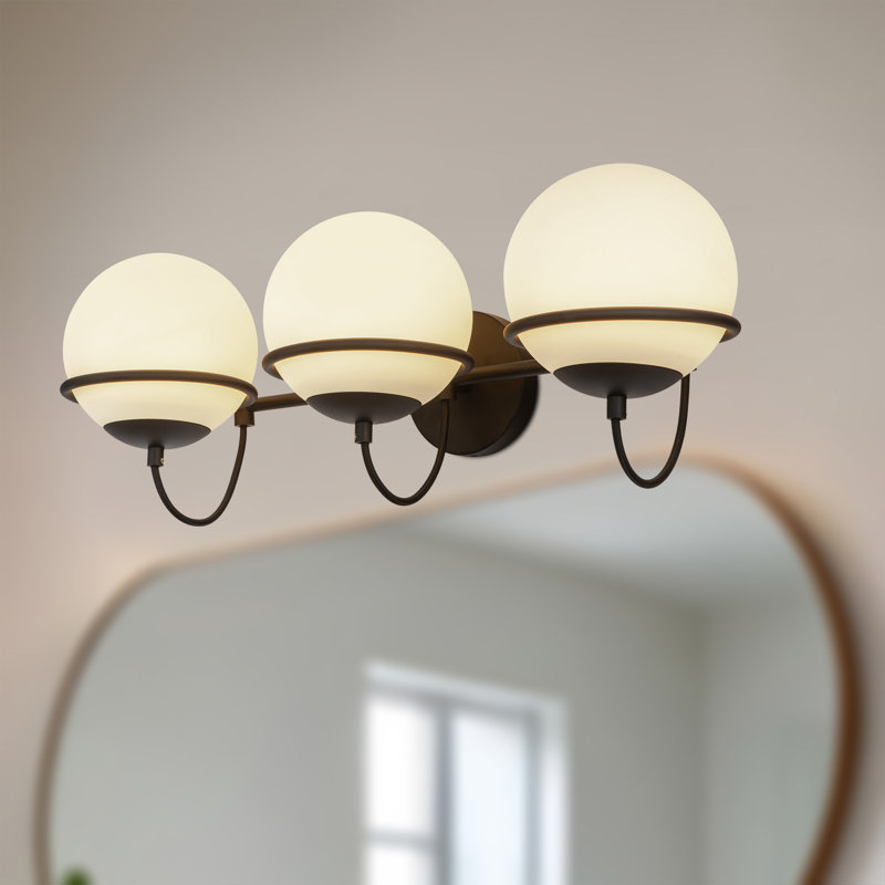 Meuble-lavabo mural moderne 24 po 3 lumières Alba, Noir mat