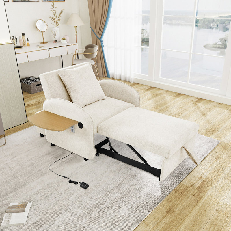 Fauteuil-lit convertible simple, canapé-lit coulissant 3 en 1 avec carte d'ordinateur et ports USB. Il peut être utilisé à la fois pour le travail et pour la détente dans divers cas de figure