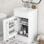 Meuble-lavabo de 18 po avec lavabo en céramique. Armoire peinte en blanc. Caractéristiques de la chaleur du lavabo. Tablette de porte et tablette réglable. Lavabo. Conception d'optimisation de l'espace de l'armoire. Finition déformée.-264968883