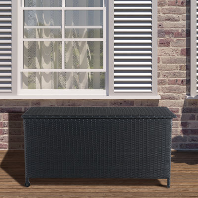 CASAINC 120 Gallon Wicker Deck Box and Wheels by CASAINC