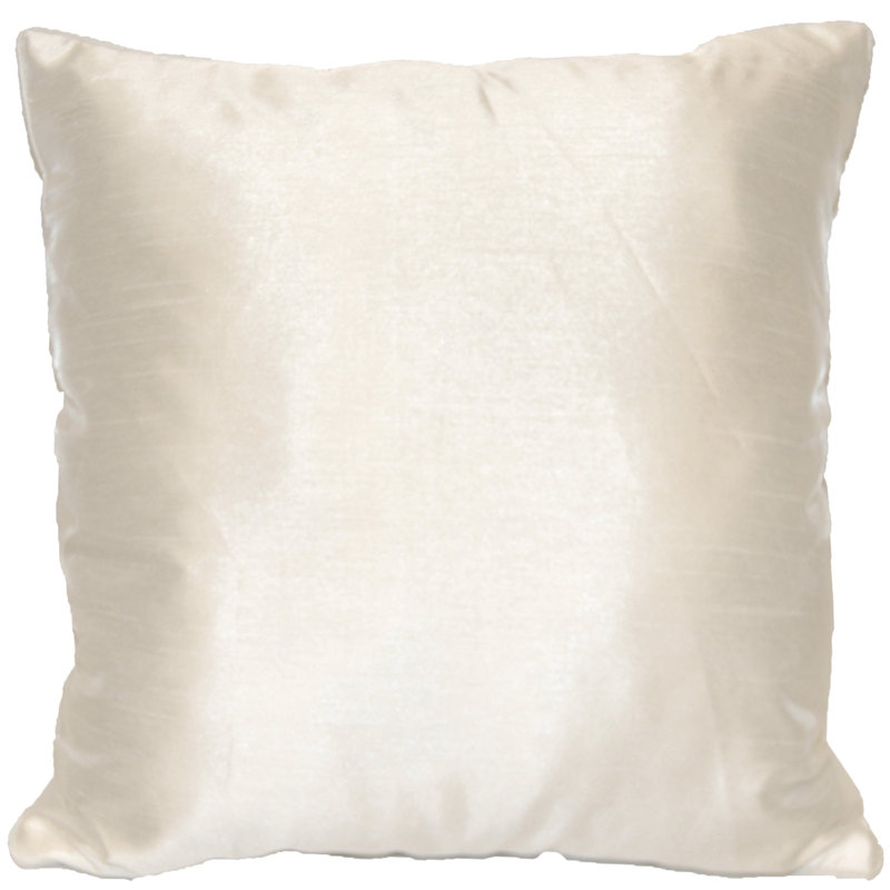 Faux Silk Throw Pillow, White, 18" x 18", Square