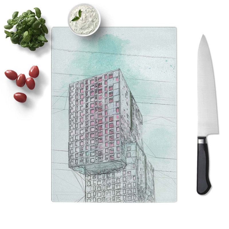 Tempered Glass Sketching the Architecture Vol.13 Chopping Board, 20 cm x 28.5 cm