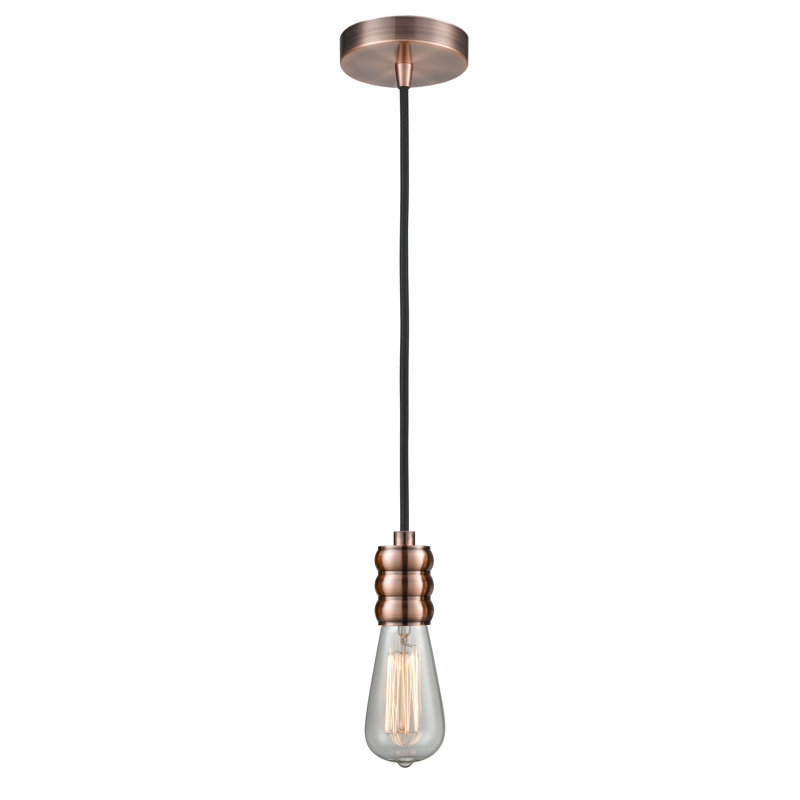 Luminaire suspendu pour une seule ampoule 1 lumières Almaree, Cuivre antique / noir