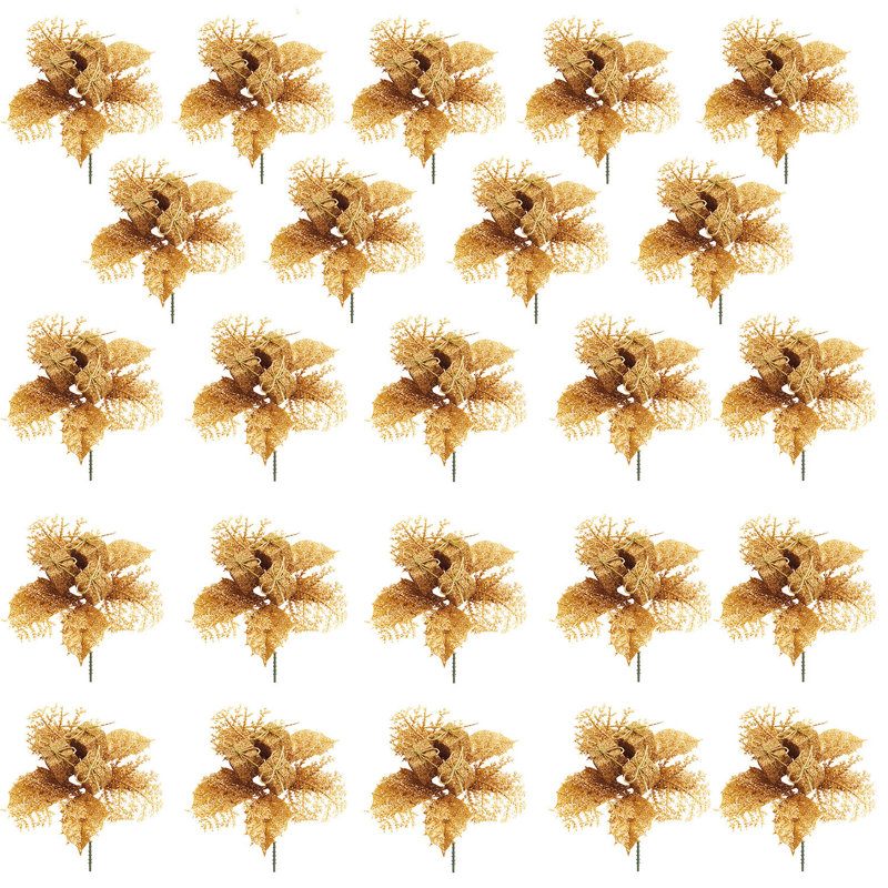 Ensemble de 24 décorations de Noël à paillettes dorées 7 pouces (ensemble de 24)