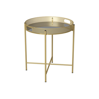 Side Table. End Table Living Room. Bedside Table or Night Stand. Small Entry Table Gold with Mirror