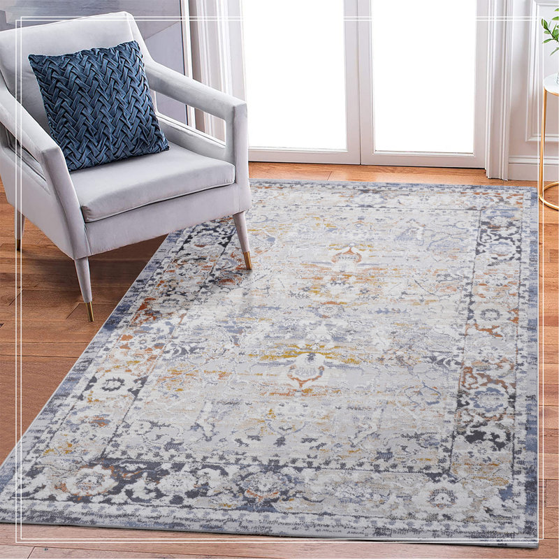 Ivory/Grey /Traditional Non-Shedding Living Room Bedroom Dining Home Office Stylish And Stain Resistant Area Rug