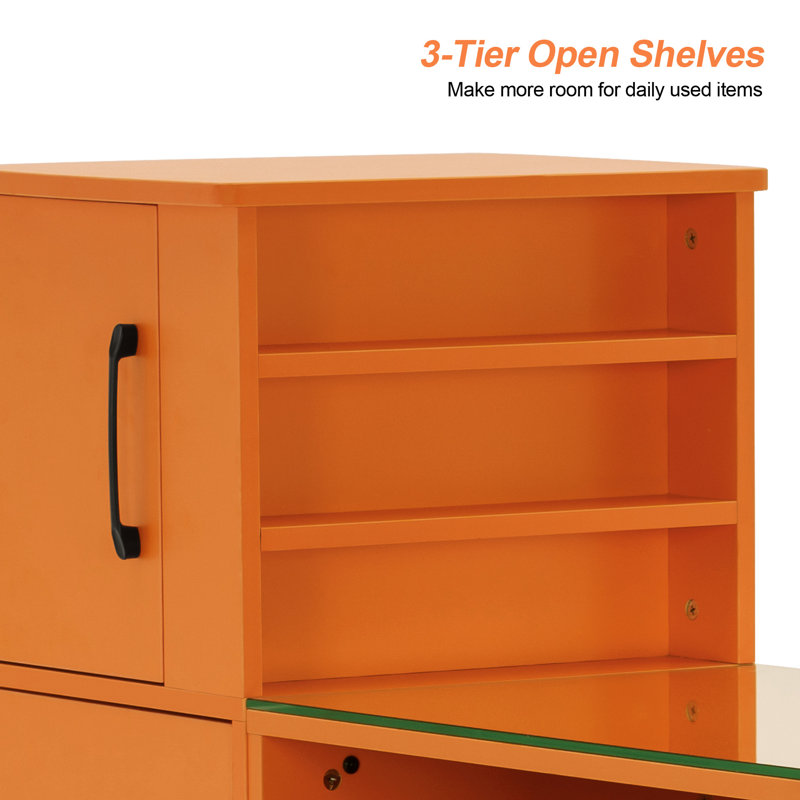 Classic Manicure Table with Glass Top, Nail Desk with Drawers, Vanity Makeup Desk