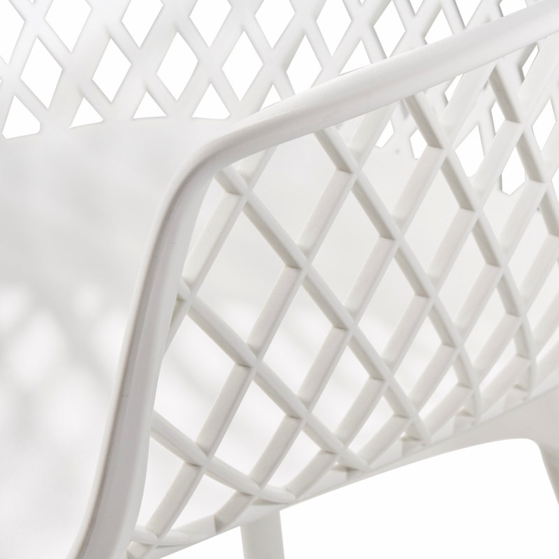 Siège de salle à manger en polypropylène blanc - chaise coquelicot, résistance aux intempéries, variété stable, motif en losange, garantie moderne du polypropylène de la chaise de niveau, sol stable, détail,