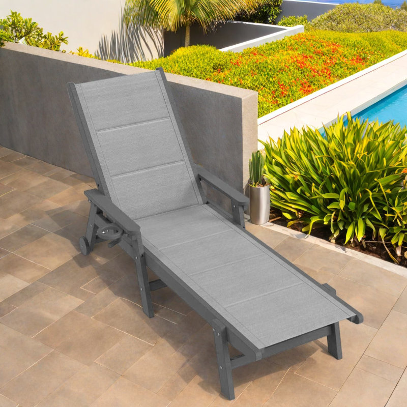 Ensemble de 2 chaises longues portatives de patio portatives, piscine réglable en PEHD