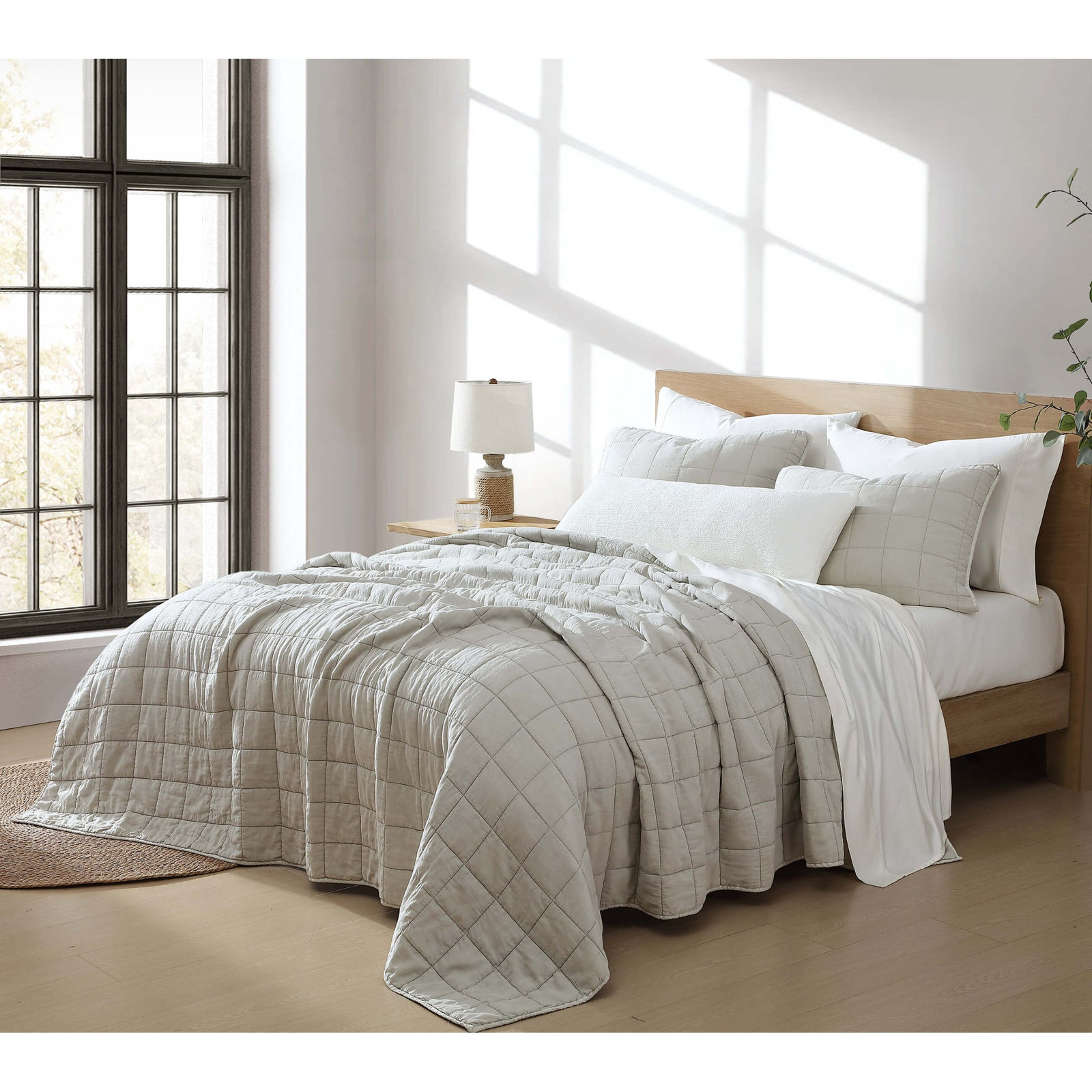 Stonewashed Lyocell Shams, King, Bone