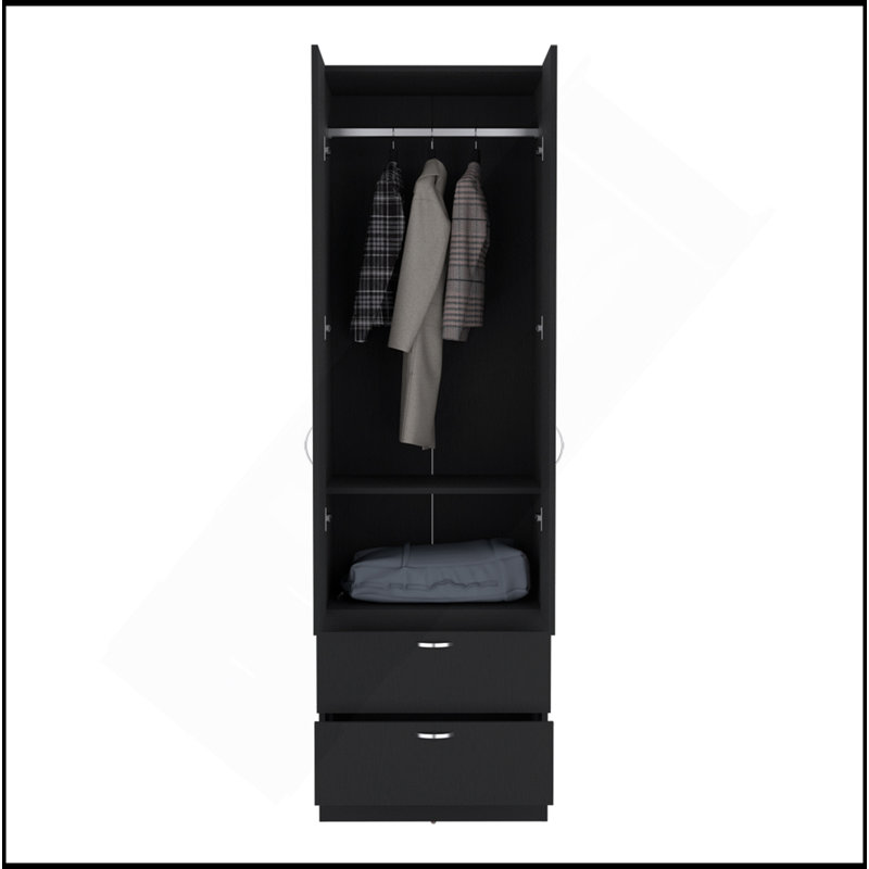 Armoire Marlton, chambre à coucher, noir, Noir