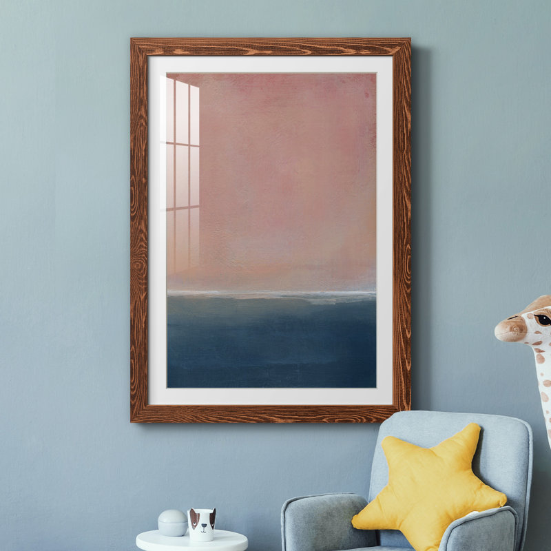 Coucher de soleil - Peinture encadrée, H 31,5 po x l 23,5 po x P 1,5 po, Cadre en érable
