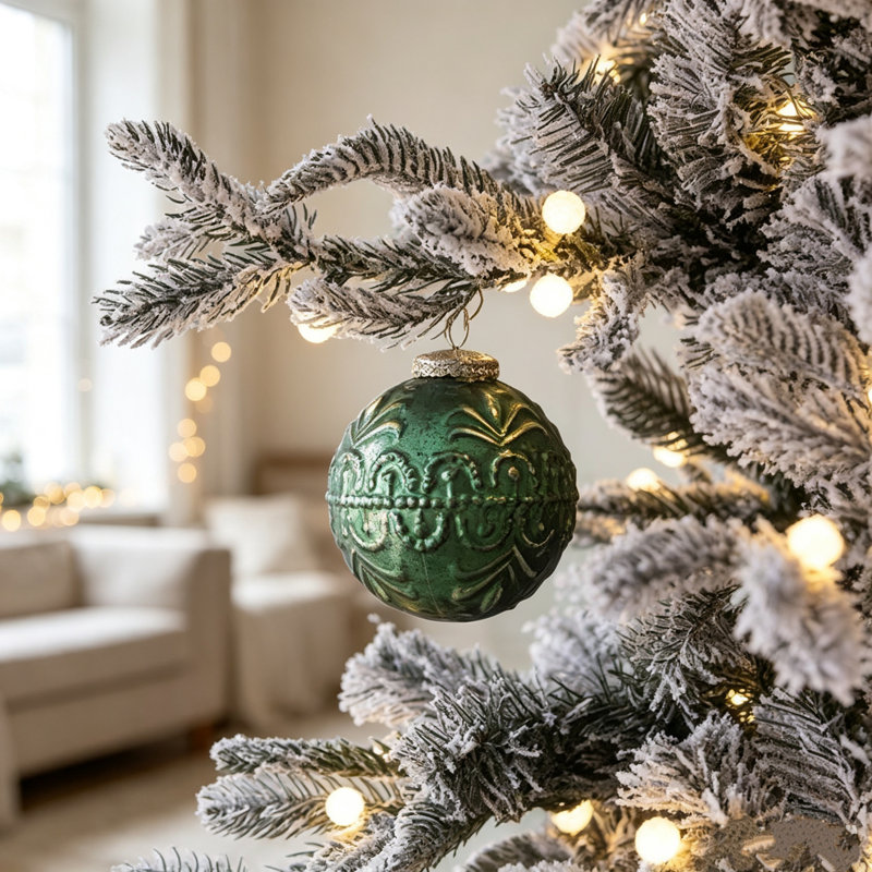 Ensemble de 6 boules de Noël décoratives en verre D3,9 pouces à suspendre pour des décorations d'arbre de fête