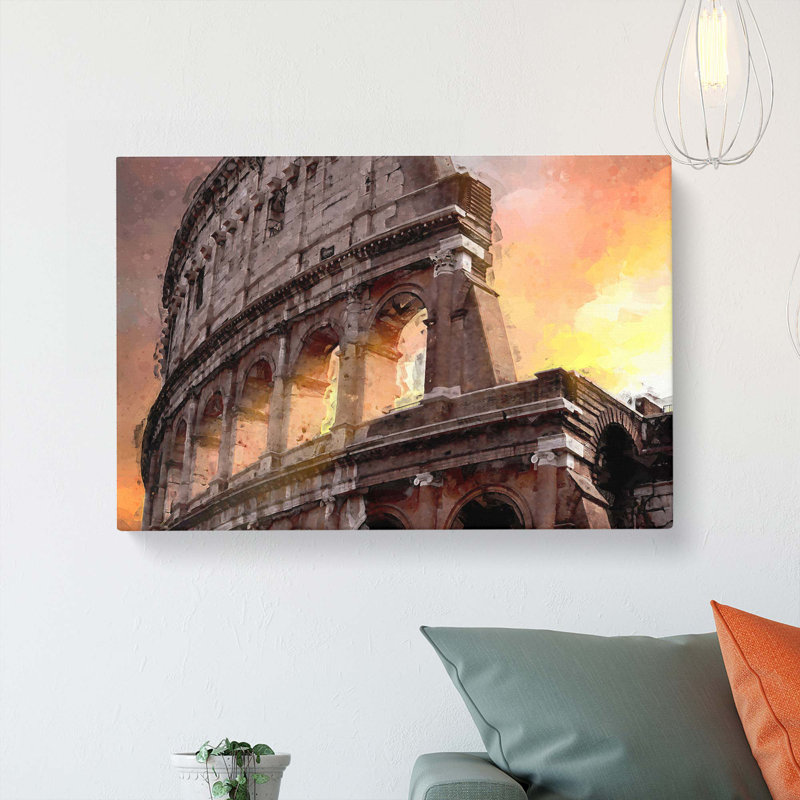 Colosseum Rome Italy In Abstract - Wrapped Canvas Print, 60cm H x 91cm W x 3cm D