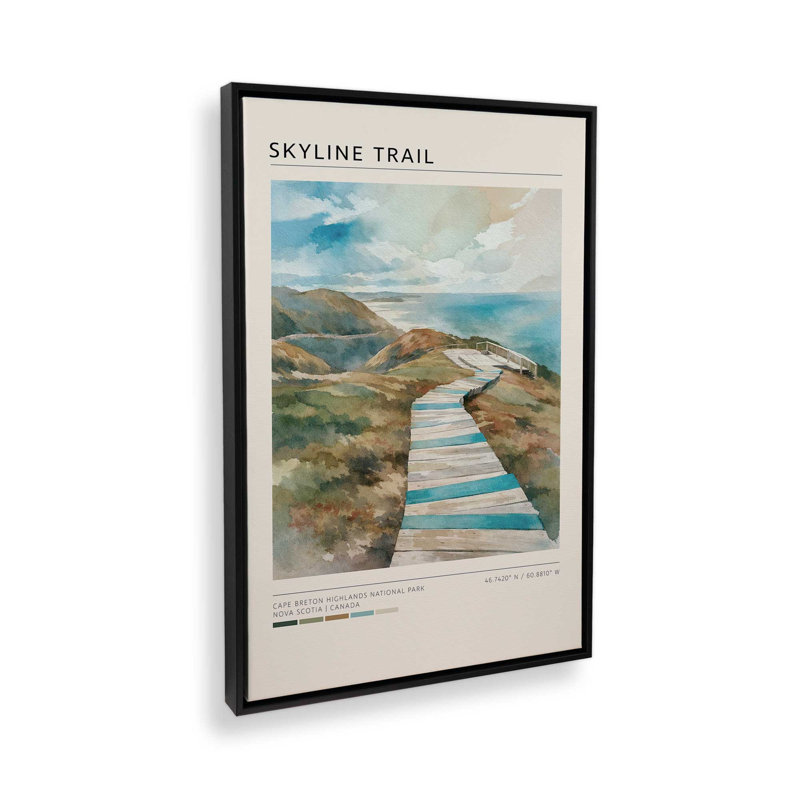 Impression sur toile, "Skyline Trail", 8 po x 12 po, Cadre flottant noir satiné
