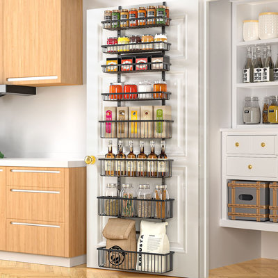 Over The Door Pantry Organizer, Pantry Organization And Storage, Metal Hanging Spice Rack Shelves Door, Seasoning Shelves