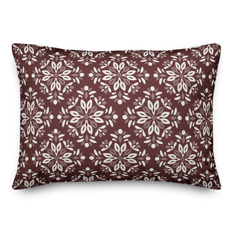 Medallion Outdoor Reversible Throw Pillow, Marron, H 14 po x l 20 po