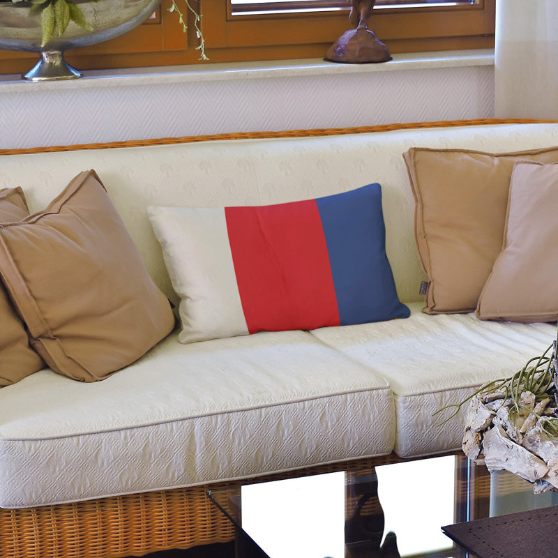 Reversible Throw Pillow, 14" x 20", White/Red/Blue