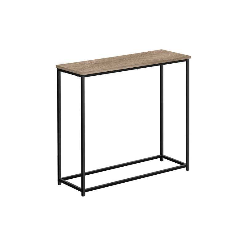 Kip Sofa Console Table, 32 Inch Narrow Top, Open Metal Frame, Taupe/Black, Taupe/Black