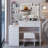 41" Large Size Left Drawer Desktop Vanity Table with Cushioned Stool and Touch Control LED Mirror-113847145