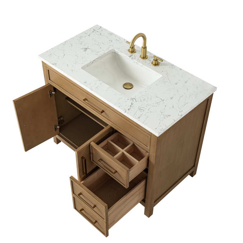 Reajean 42" Single Vanity, Caramel/Brushed Bronze