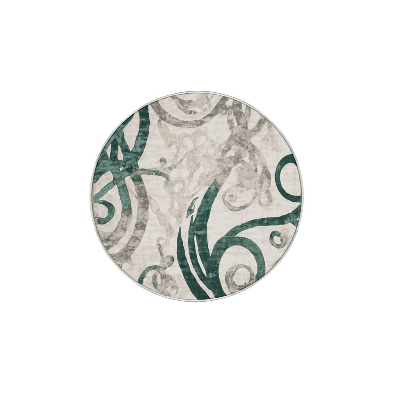 Machine Washable Beige Area Rug, Round 3'