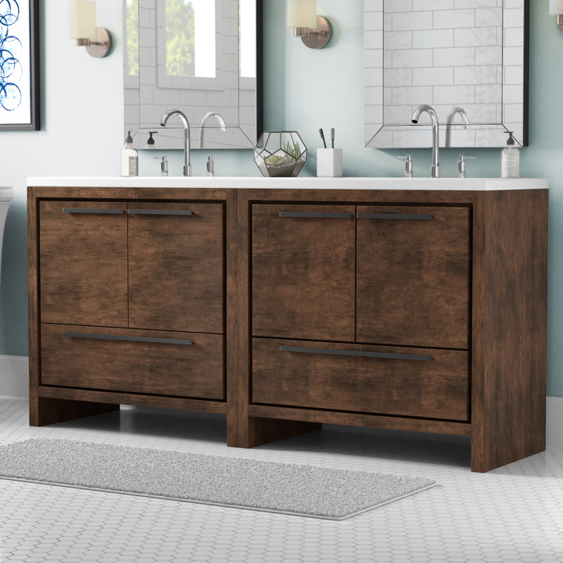 Drason 70.4'' Double Bathroom Vanity with Plastic Top, Charcoal Gray