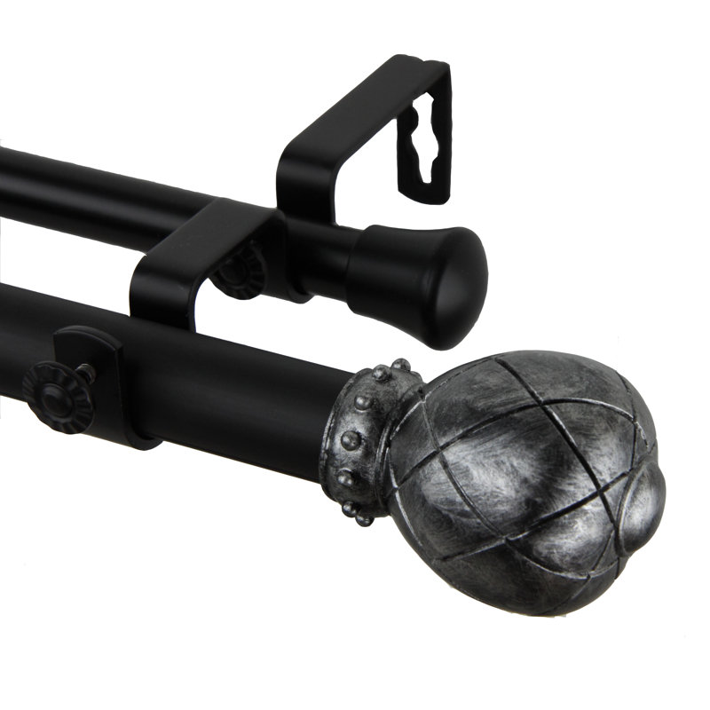 Tringle à rideaux double Supreme, Noir, De 28 po à 48 po de largeur