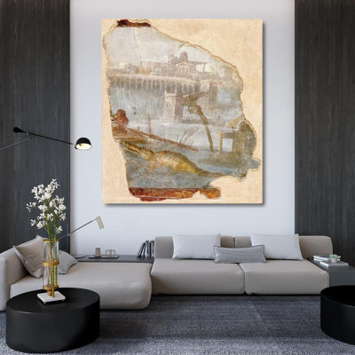 Inconnu, œuvre d'art sur toile tendue de la galerie d'art romain du 1er siècle: Fragment de fresque avec paysage nilotique