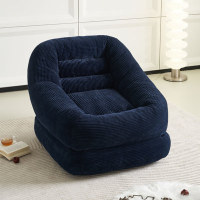 Oversized Folding Lazy Sofa Bed Chair, Convertible Floor Lounge with Footrest, Soft Corduroy Fabric, Comfy Bean Bag Couch for Living Room, Bedroom, Apartment
