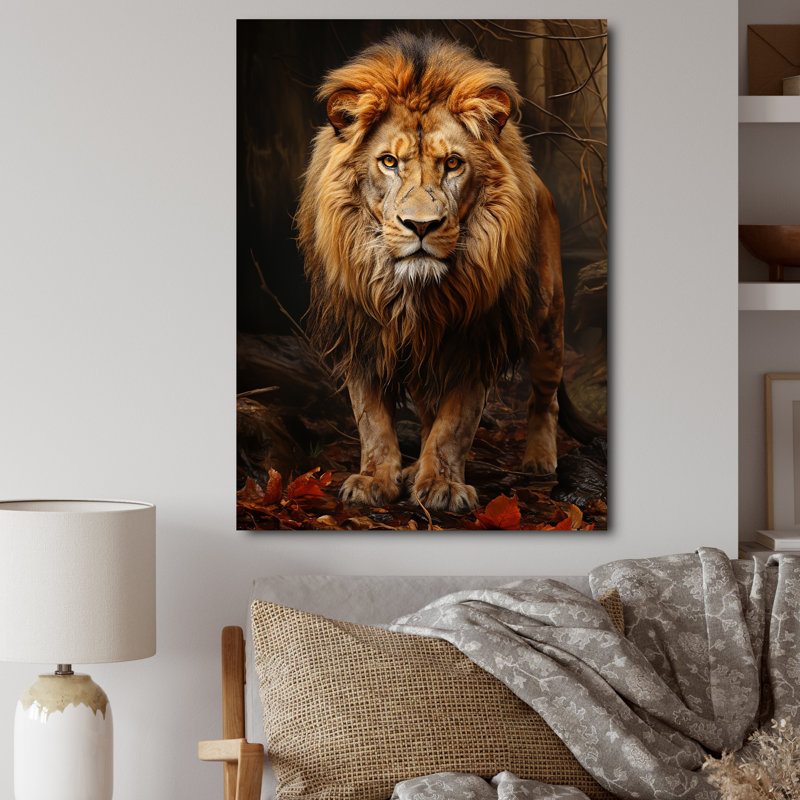 «Lion Realistic Wilderness Realistic I» sur toile, H 20 po x l 12 po x P 1 po, Toile tendue