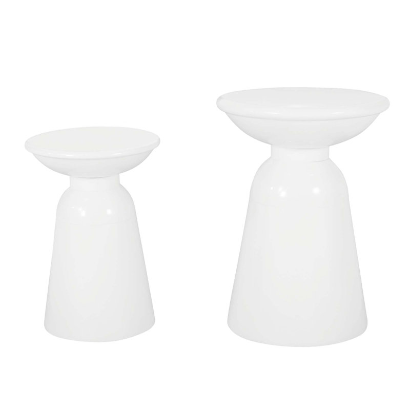 Metal S/2 End Table, White