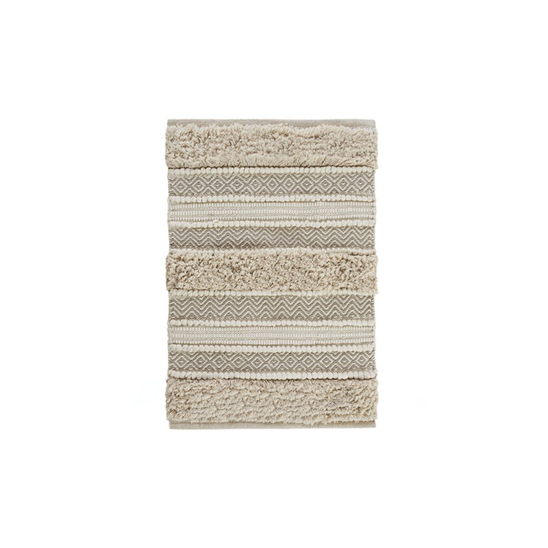 Woven Texture Stripe Bath Rug Natural 22X58", Natural, Single- 58" L x 22" W