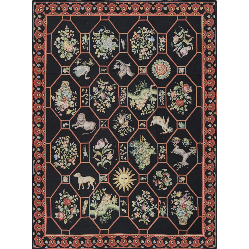 Petitepoint Wool Floral Area Rug
